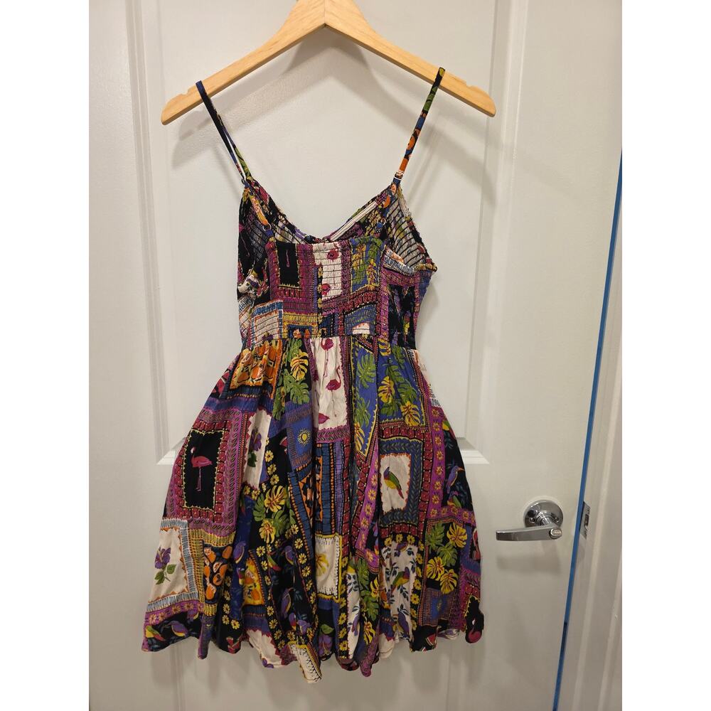 Angie Patchwork Smocked Boho Dress - Picture 2 of 6